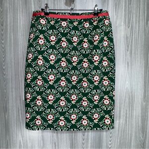 Boden Green Floral Pencil Skirt